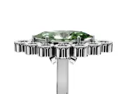Cluster Halo Engagement Ring Setting for Fancy Green Marquise Center with Milgrain Bezel Accents and Prong Head in White Gold