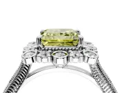 Milgrain Halo Engagement Ring Setting for Fancy Yellow Princess Cut Center with Bezel Point Accents and Prong Head in Platinum