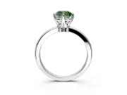 Solitaire Engagement Ring Setting for Fancy Green Cushion Cut Center with Plain Band and Tulip Prong Head in Sterling Silver