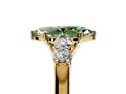 5 Stone Engagement Ring Setting for Fancy Green Marquise Center with Equal Close-Set Accents and Prong Head in Yellow Gold