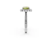 Milgrain Halo Engagement Ring Setting for Fancy Yellow Princess Cut Center with Bezel Point Accents and Prong Head in Platinum