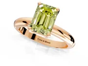 Solitaire Engagement Ring Setting for Fancy Yellow Emerald Cut Center with Wire Band and Prong Head in Rose Gold