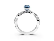 Solitaire Engagement Ring Setting for Fancy Blue Emerald Cut Center with Bar-Station Pave Twist and Prong Head in Platinum