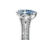 Solitaire Engagement Ring Setting for Fancy Blue Pear-Shaped Center with Pave Rail Split Shank and Prong Head in Sterling Silver