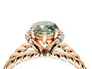 Halo Engagement Ring Setting for Fancy Green Marquise Center with Rope Twist Split Shank and Prong Head in Rose Gold