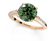 Solitaire Engagement Ring Setting for Fancy Green Round Cut Center with Channel Accents and Prong Head in Rose Gold