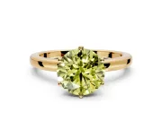 Solitaire Engagement Ring Setting for Fancy Yellow Round Cut Center with Plain Band and Tulip Prong Head in Yellow Gold