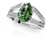 Split Shank Engagement Ring Setting for Fancy Green Pear-Shaped Center with Pave Split Shank and Prong Head in Platinum