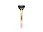 Solitaire Engagement Ring Setting for Fancy Blue Emerald Cut Center with Knife Ridge Band and Claw Prong Head in Yellow Gold
