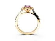 Floral Engagement Ring Setting for Fancy Pink Asscher Cut Center with Pave Band and Floral Prong Head in Yellow Gold
