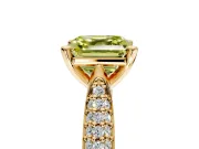 Solitaire Engagement Ring Setting for Fancy Yellow Asscher Cut Center with Multi-Row Accents and Prong Head in Yellow Gold
