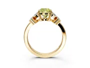 Floral Engagement Ring Setting for Fancy Yellow Cushion Cut Center with Marquise Cluster Shoulders and Prong Head in Yellow Gold