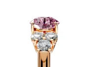 Cluster Engagement Ring Setting for Fancy Pink Round Cut Center with Round Cut Accent Frame and Prong Head in Rose Gold