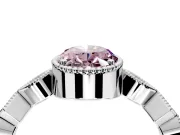 Milgrain Bezel Engagement Ring Setting for Fancy Pink Oval Center with Marquise Stations and Bezel Head in Platinum