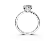 Solitaire Engagement Ring Setting for Heart-Shaped Center with Large Accents and Prong Head in Sterling Silver