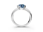 Tension Engagement Ring Setting for Fancy Blue Round Cut Center with Wide Flat Band and Tension Head in Platinum