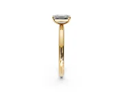 Low-Set Solitaire Engagement Ring Setting for Emerald Cut Center with Thin Plain Band and Prong Head in Yellow Gold