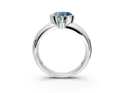 Tension Engagement Ring Setting for Fancy Blue Heart-Shaped Center with Wide Flat Band and Tension Head in White Gold
