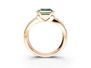 Bezel Engagement Ring Setting for Fancy Green Asscher Cut Center with Wide Channel-Set Band and Bezel Head in Rose Gold