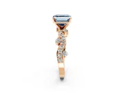 Solitaire Engagement Ring Setting for Fancy Blue Asscher Cut Center with Bar-Station Pave Twist and Prong Head in Rose Gold