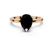 Solitaire Engagement Ring Setting for Fancy Black Pear-Shaped Center with Fine Wire Band and Prong Head in Rose Gold