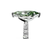 Solitaire Engagement Ring Setting for Fancy Green Marquise Center with Micro Pave Band and Prong Head in Platinum