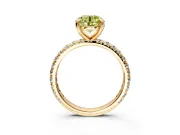 Solitaire Engagement Ring Setting for Fancy Yellow Round Cut Center with Shared-Prong Accents and Prong Head in Yellow Gold