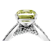 Solitaire Engagement Ring Setting for Fancy Yellow Asscher Cut Center with Crossover Accents and Prong Head in Sterling Silver