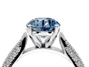 Solitaire Engagement Ring Setting for Fancy Blue Round Cut Center with Multi-Row Accents and Prong Head in Platinum