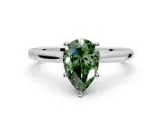 Solitaire Engagement Ring Setting for Fancy Green Pear-Shaped Center with Narrow Cathedral Band and Prong Head in Platinum