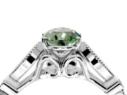 Solitaire Engagement Ring Setting for Fancy Green Pear-Shaped Center with Marquise and Bezel Accents and Prong Head in White Gold