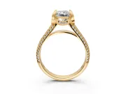 Solitaire Engagement Ring Setting for Radiant Cut Center with Accented Split Shank and Prong Head in Yellow Gold