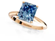Solitaire Engagement Ring Setting for Fancy Blue Radiant Cut Center with Knife Ridge Band and Claw Prong Head in Rose Gold