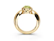 Halo Engagement Ring Setting for Fancy Yellow Cushion Cut Center with Tapered Plain Band and Prong Head in Yellow Gold