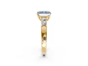5 Stone Engagement Ring Setting for Fancy Blue Radiant Cut Center with Plain Band and Prong Head in Yellow Gold