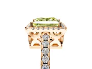 Accent Halo Engagement Ring Setting for Fancy Yellow Princess Cut Center with Full-Length Pave Band and Prong Head in Rose Gold