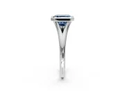 Solitaire Engagement Ring Setting for Fancy Blue Asscher Cut Center with V Split Shank and Bezel Head in Platinum