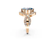 Halo Engagement Ring Setting for Fancy Blue Marquise Center with Pave Infinity Twist Band and Prong Head in Rose Gold