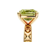 Solitaire Engagement Ring Setting for Fancy Yellow Asscher Cut Center with XO Engraved Band and Prong Head in Yellow Gold