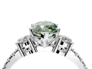 3 Stone Engagement Ring Setting for Fancy Green Marquise Center with Round Cut Side Accents and Prong Head in Sterling Silver