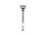Open Basket Engagement Ring Setting for Fancy Green Asscher Cut Center with Pave Band and Prong Head in Sterling Silver
