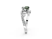 Solitaire Engagement Ring Setting for Fancy Green Heart-Shaped Center with Pave Bypass Twist Band and Prong Head in White Gold