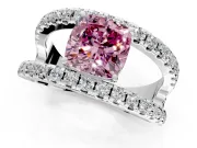 Solitaire Engagement Ring Setting for Fancy Pink Cushion Cut Center with Wide-Open Split Shank and Prong Head in Platinum