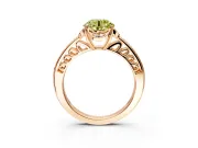 Floral Engagement Ring Setting for Fancy Yellow Round Cut Center with Four Accent Clusters and Prong Head in Rose Gold