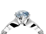 Solitaire Engagement Ring Setting for Fancy Blue Marquise Center with Carved Leaf Shoulders and Prong Head in Sterling Silver