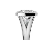Solitaire Engagement Ring Setting for Radiant Cut Center with V Split Shank and Bezel Head in Platinum