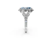 Double Halo Engagement Ring Setting for Fancy Blue Marquise Center with Narrow Pave Split Shank and Prong Head in Platinum