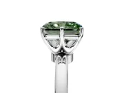 Solitaire Engagement Ring Setting for Fancy Green Radiant Cut Center with Plain Band and Tulip Prong Head in Sterling Silver
