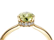 Hidden Halo Engagement Ring Setting for Fancy Yellow Pear-Shaped Center with Wide Flat Plain Band and Prong Head in Yellow Gold