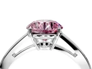 Solitaire Engagement Ring Setting for Fancy Pink Round Cut Center with Open Cathedral Shoulders and Prong Head in Platinum